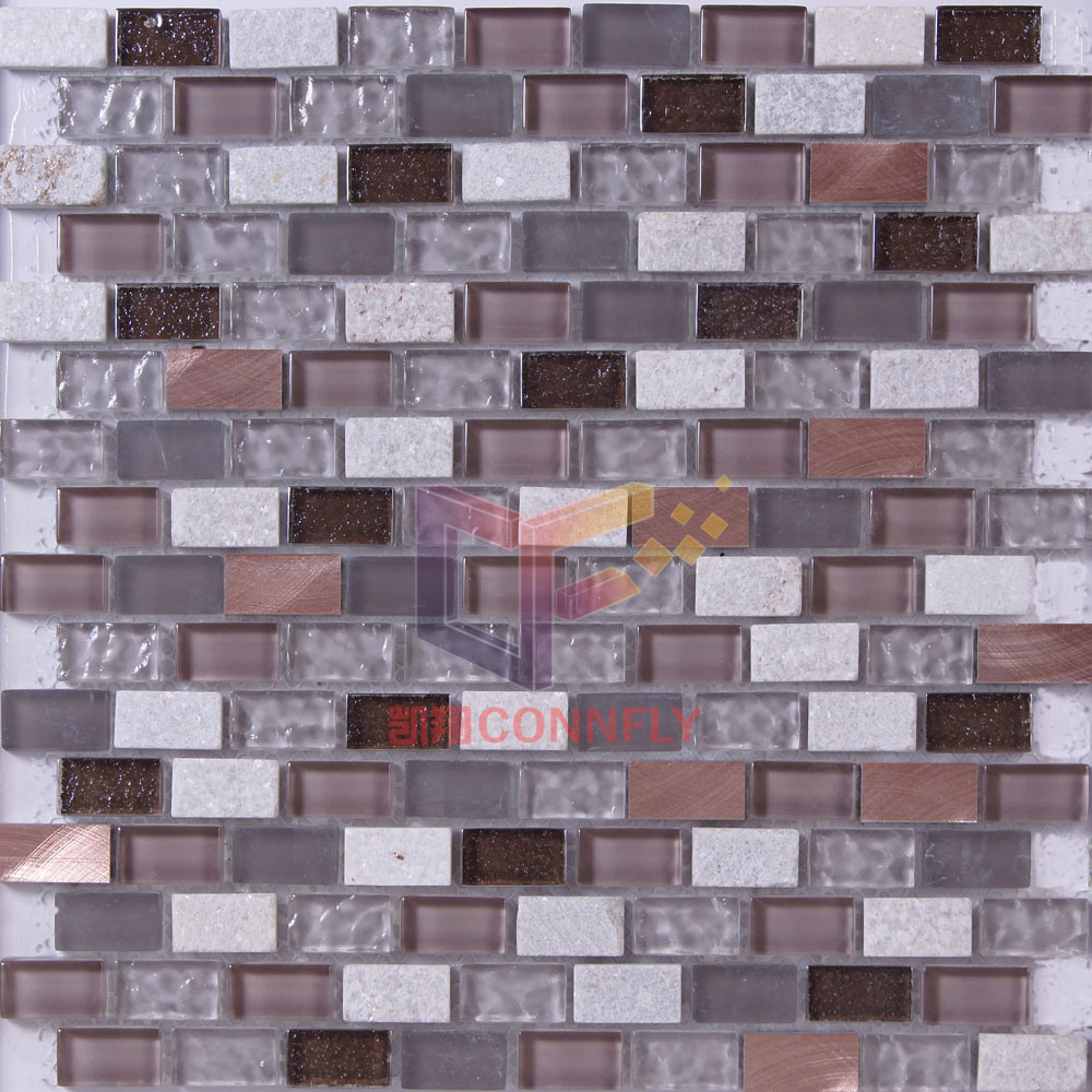 Quartz Stone with Metal and Glass Mosaic (CS181)