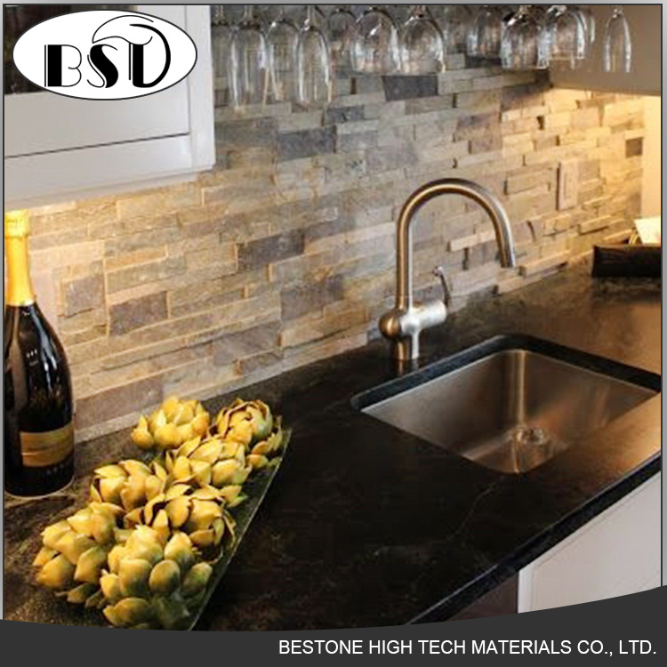 Black Vein Quartz Stone Vanity Tops with Under Mounted Sink