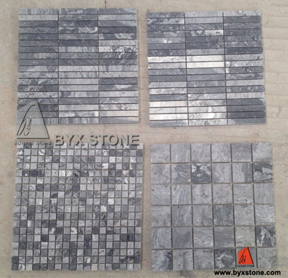 Polished Dark Grey Marble Stone Mosaic Tile