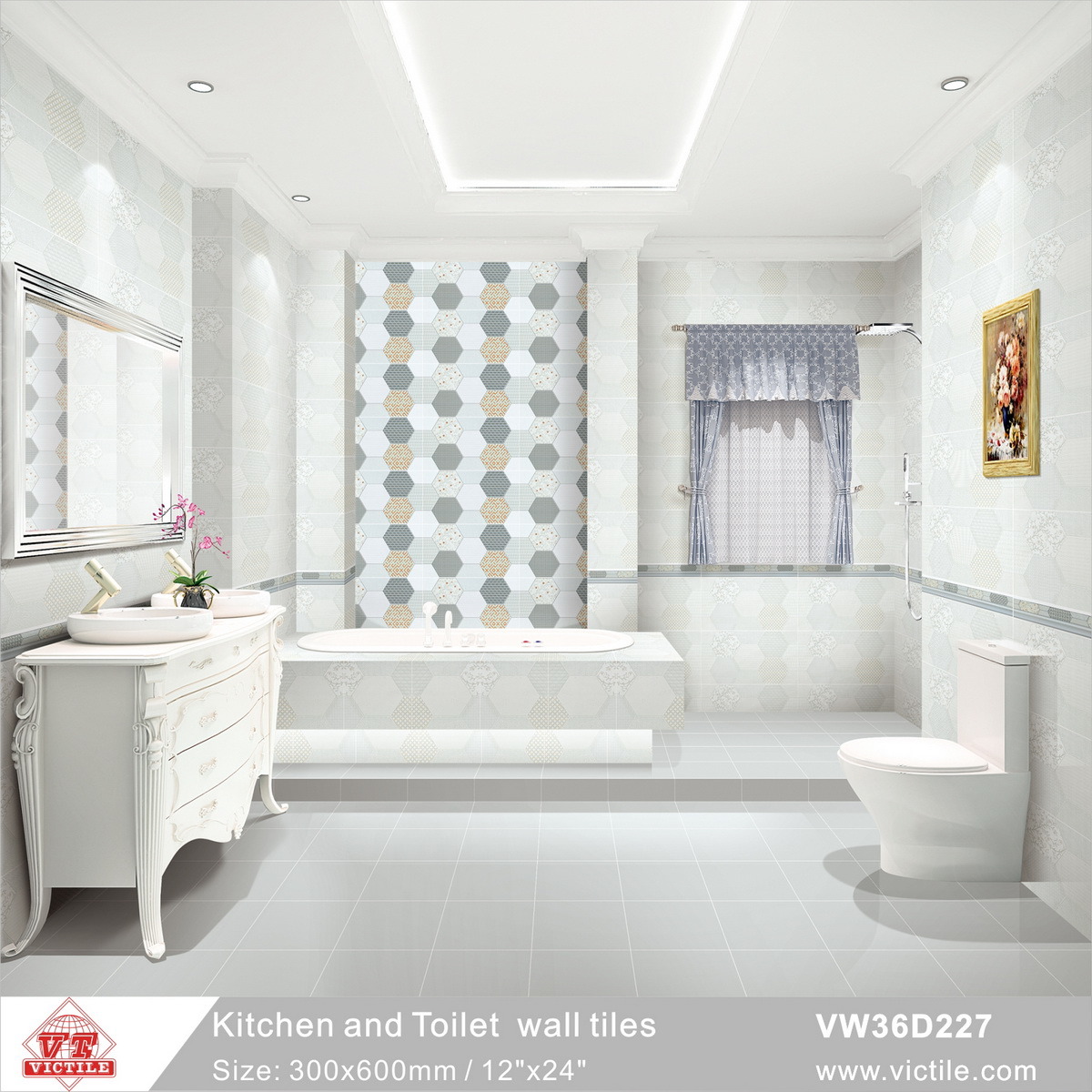 China Foshan Decoration Ceramic Kitchen Bathroom Wall Tiles (VW36D227, 300X600mm/12''x24'')