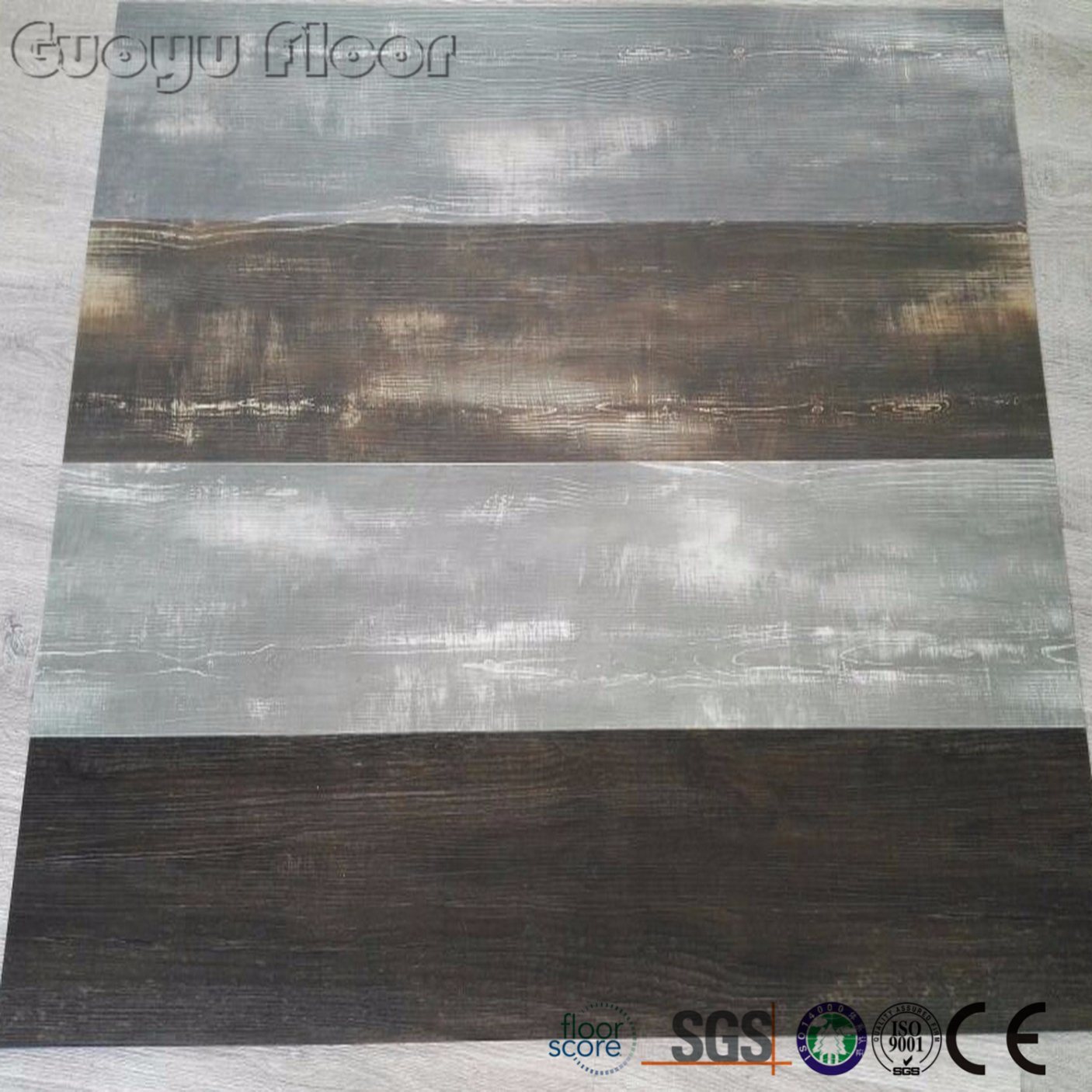 Loose Lay Wood Black Color PVC Vinyl Floor