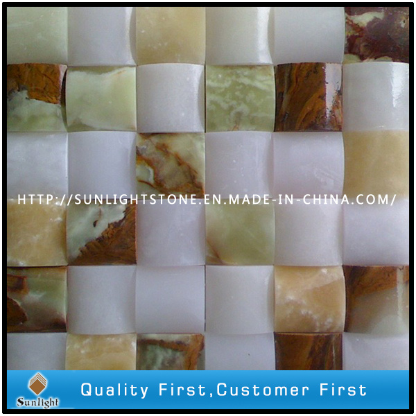 White/Yellow/Green Onyx Mosaic Backsplash for Kitchen Wall Decoration