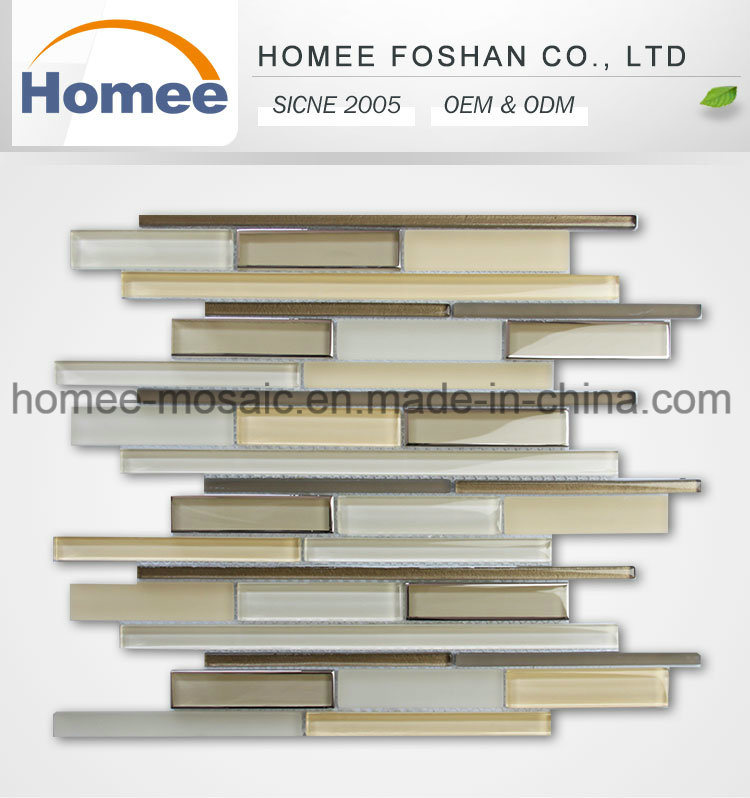 Hot Sale Factory Low Price Beige Mosaic Decorative Liner Strips Glass Stone Mosaic Tile