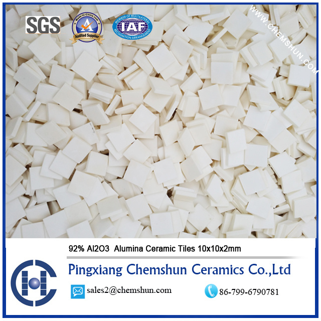 Chemshun Custom-Made 92% Al2O3 Alumina Ceramic Tile with Size 10X10X2mm