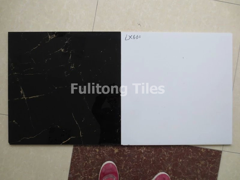 Super White Black Polished Glazed Floor Tile