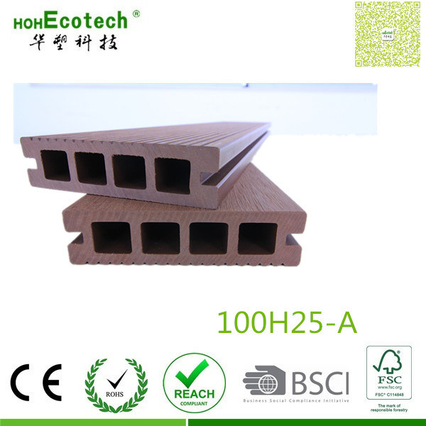 100*25mm Grooved Wood Flooring Durable Outdoor Pavement Walkway WPC