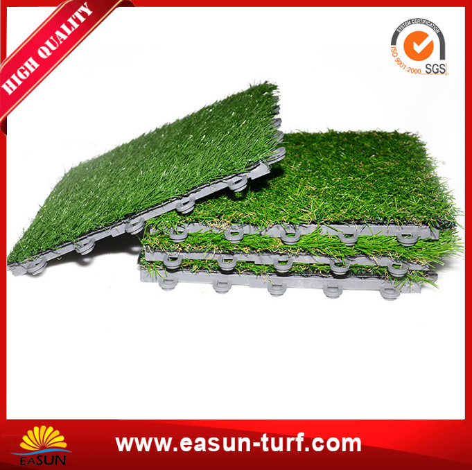 Garden Use Interlocking Green Artificial Grass Tile