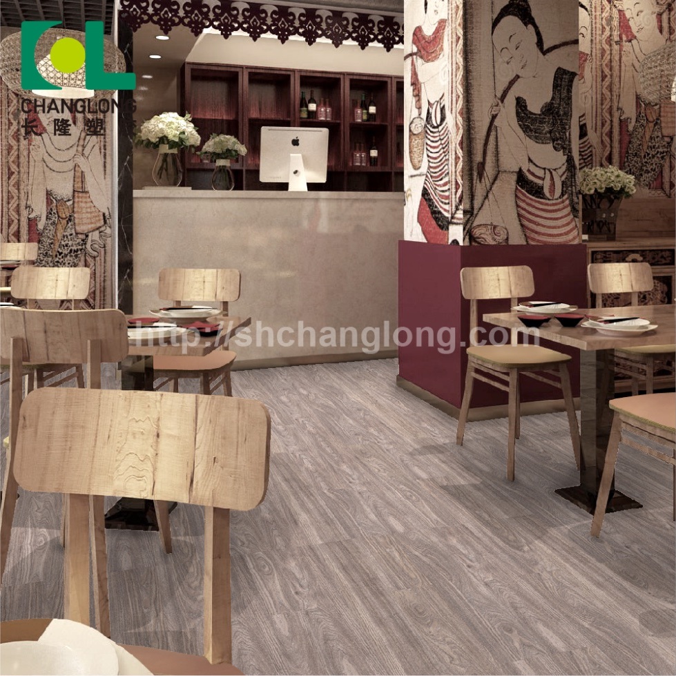 Commercial Wood PVC Vinyl Flooring, ISO9001 Changlong Clw-16