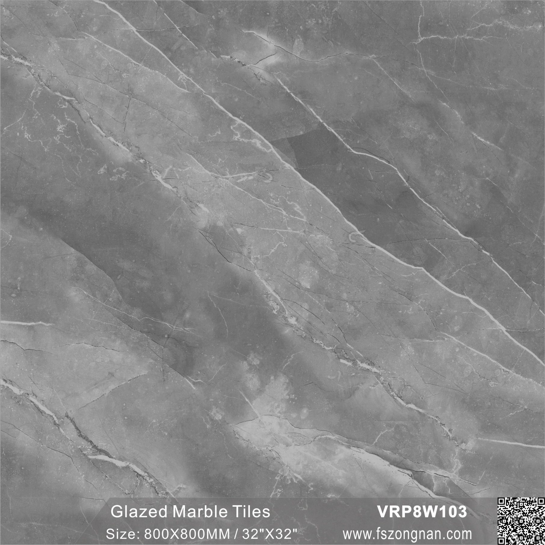 Gray Building Material Polished Porcelain Flooring Bathroom Wall Tile (VRP8W103, 800X800mm)