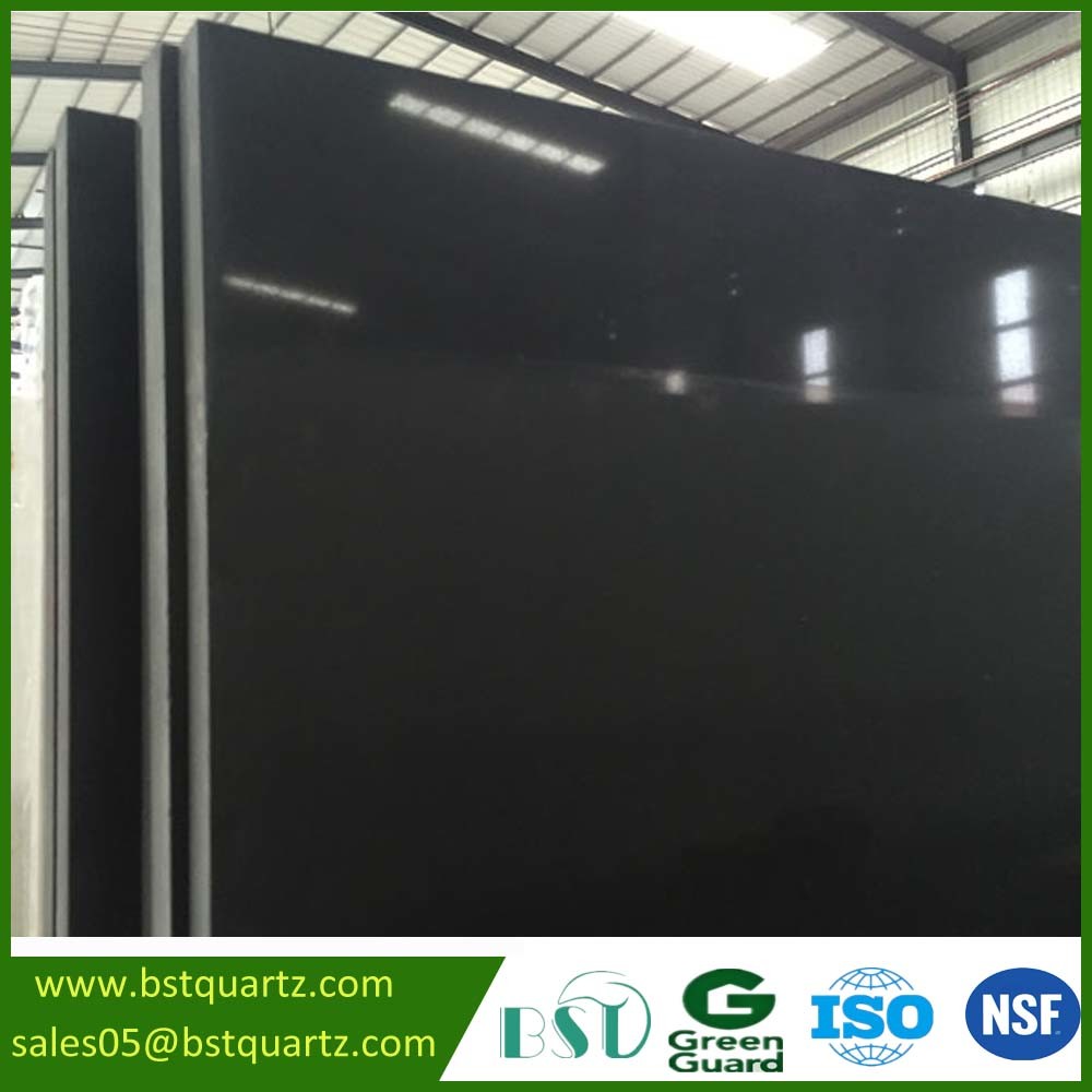 Wholesales Artificial Pure Black Quartz Stone Slab