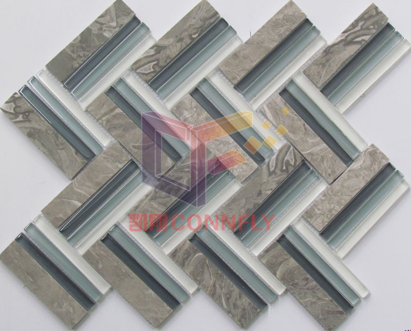 Grey Modern Mosaic Style Bathroom Glass Mosaic (CFS718)