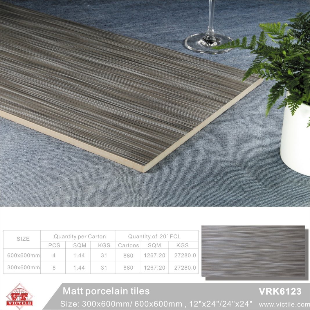 Ceramic Floor Tile Building Material Rustic Tiles (VRK6123, 300X600mm, 600X600mm)