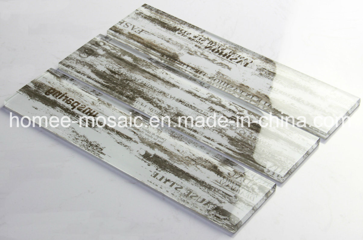 Beautiful OEM Inkjet Printing Strip Glass Mosaic Tile