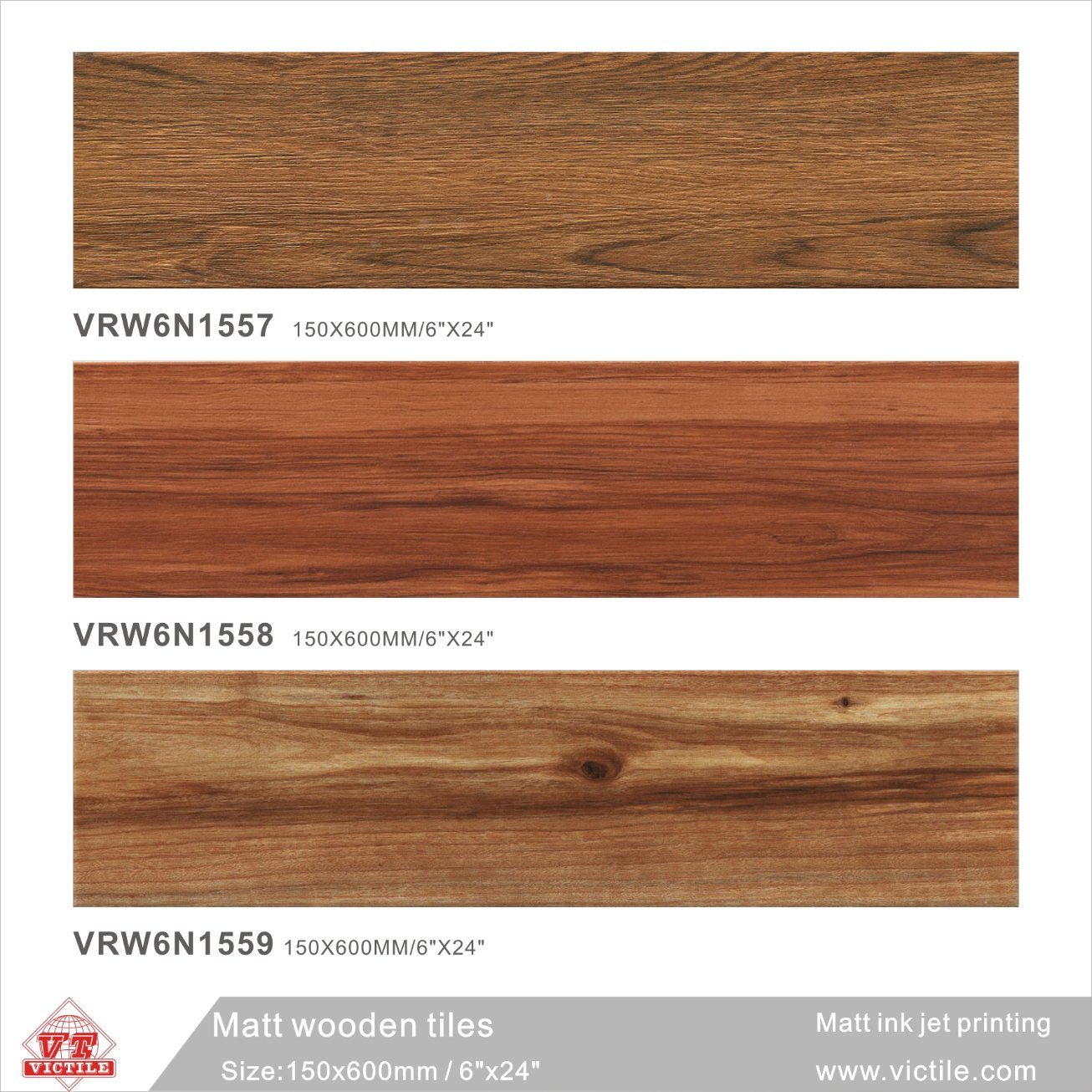 Building Material Wood Ceramic Floor Tile for Decoration (VRW6N1557, 150X600mm/6''x32'')