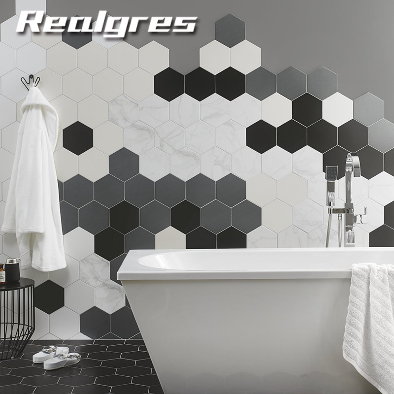 Customized Glazed Porcelain Bathroom Hexagon Tile