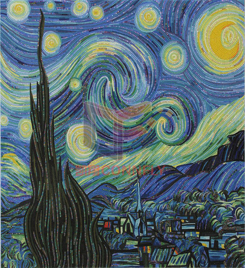 The Starry Night by Van Gogh Hand Cut Crystal Art Mosaic (CFD231)