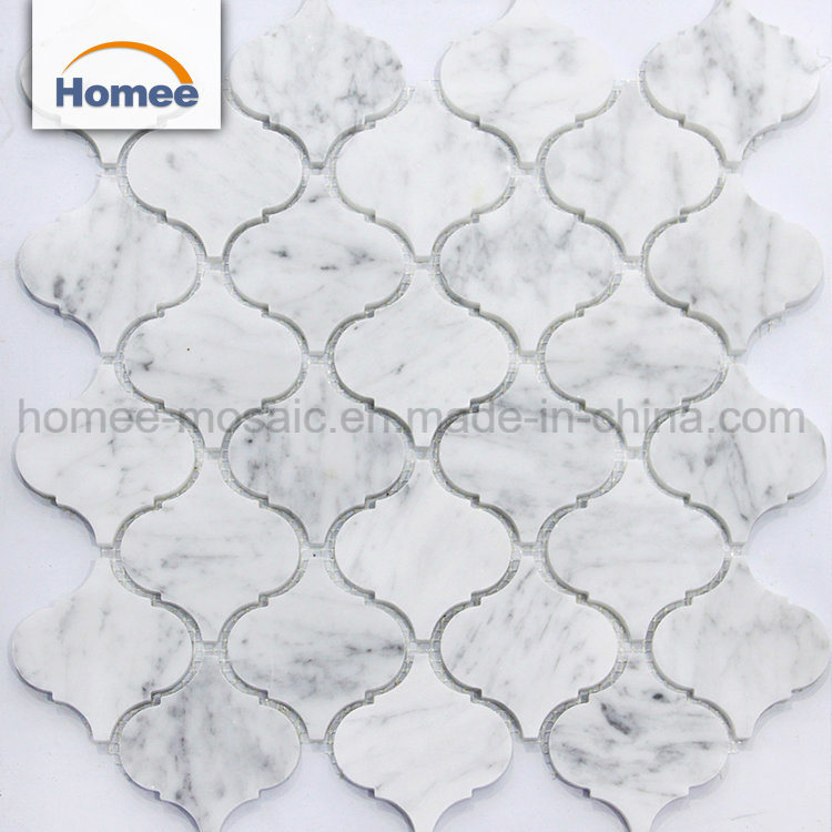 China Art Design Carrara White Arabesque Marble Waterjet Artistic Mosaic