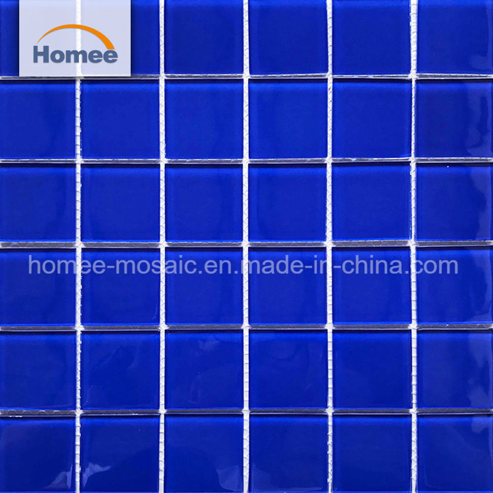 Foshan Non-Slip Pure Blue Mosaic Glass Mosaic Manufacturers Pool Tile