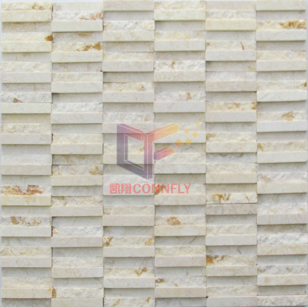 Beige Strip Irregular Marble Mosaic (CFS1027)