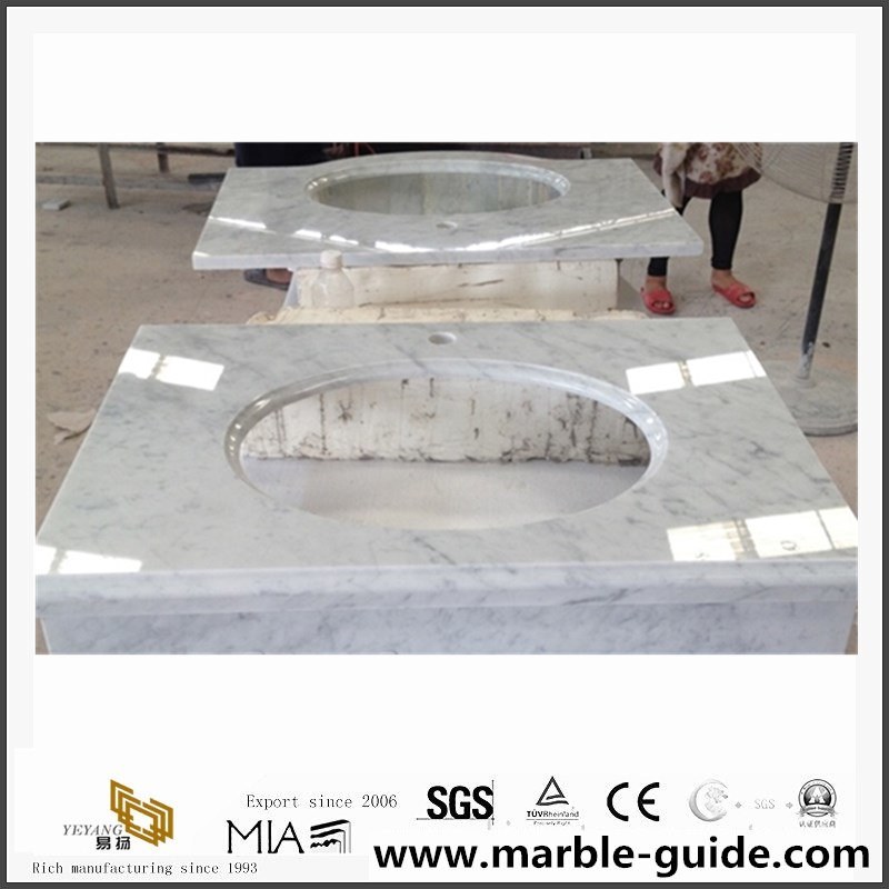 White Carrara Marble Bathroom Vanities for Hotel