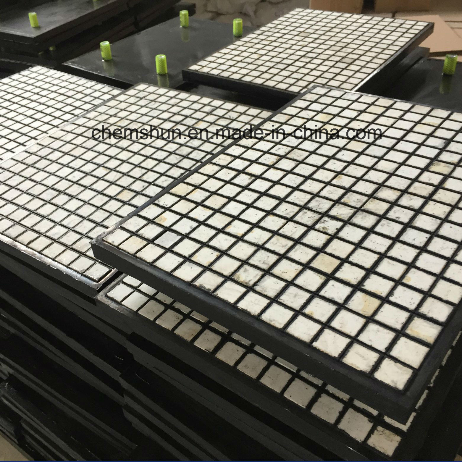 Rubber Backed Ceramic Wear Tiles for Mining Chute