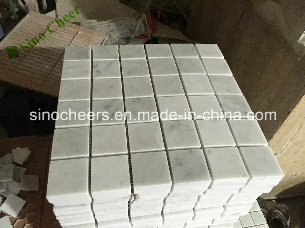 Kitchen Backsplash Decoration Polished White Marble Tile Square Mosaic