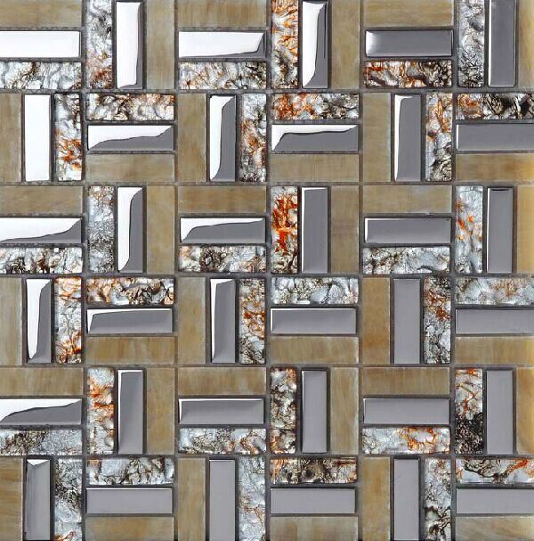 Marble Mix Stainless Steel Mix Glass Mosaic for Home Deco