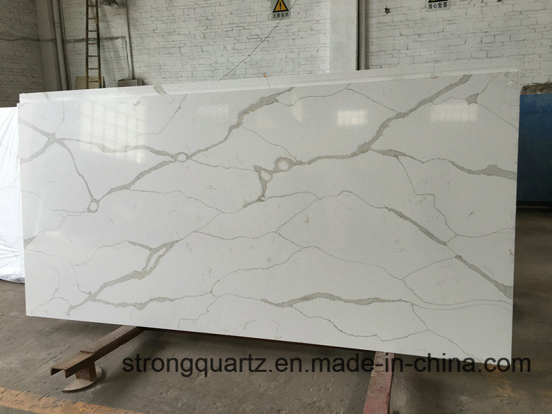 Artificial Slab Calacatta Gold White Quartz Stone Slab for Kitchen Countertop 2cm 3cm