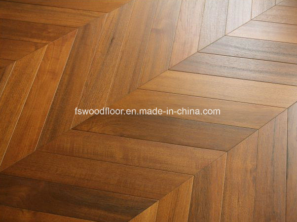 Natural Burma Teak Engineered Chevron Parquet Flooring