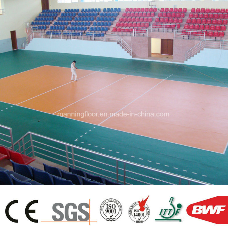 Indoor Lake Blue Vinyl Sports Floor Roll for Volleyball Court Gem Pattern 4.5mm