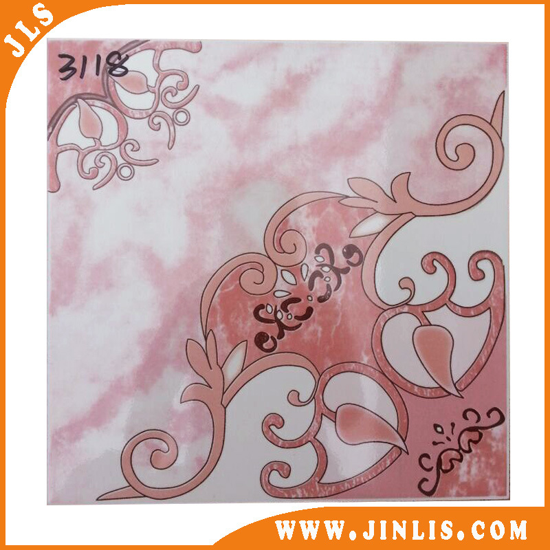 Building Material Glazed Inkjet Ceramic Floor Tiles with Red Pattern