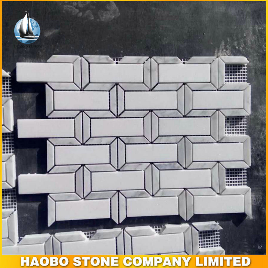 White & Gray Honed Marble Mosaic Tiles