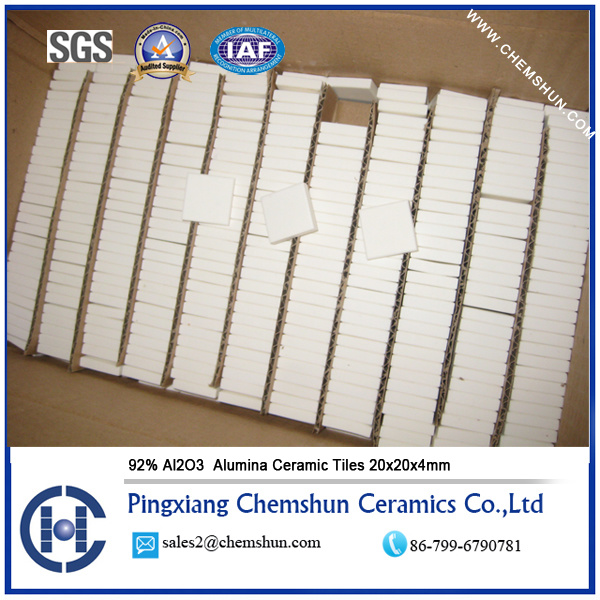 92% Alumina Ceramic Square Tile with Size 20X20X4mm