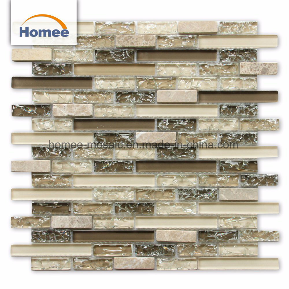 Ice Crack Strip Wallpaper Kitchen Stone and Glass Mosaic Tile