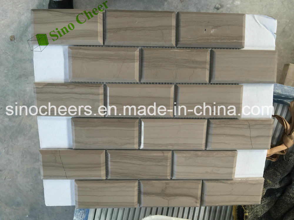 Grey Wooden Marble Strip Tile Mosaic