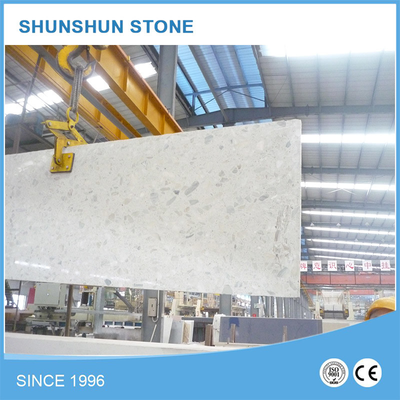 White Sparkled Quartz Stone Slab for Kitchen Countertop