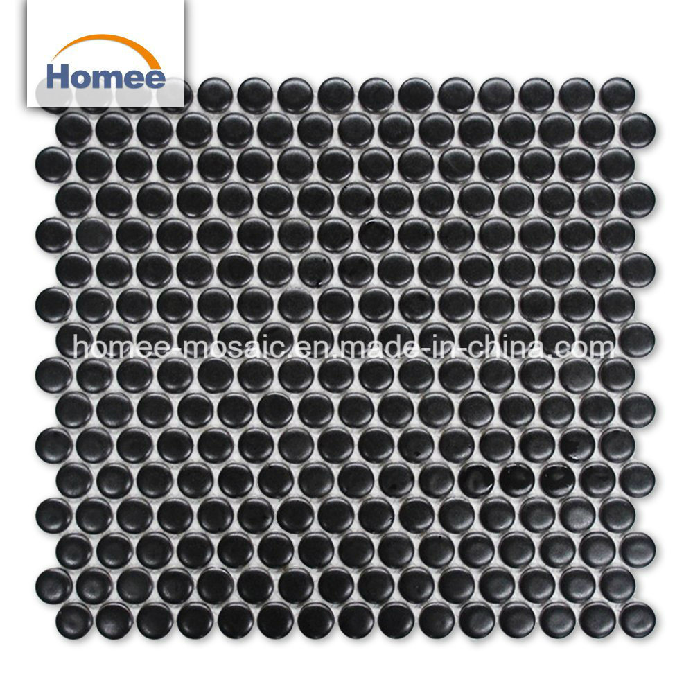 Modern Building Indoor Decorative Bathroom Black Tile Ceramic Round Mosaic