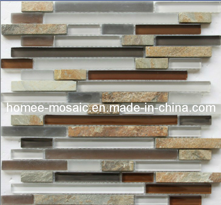 Grey Color Kitchen Backsplash Glass Mosaic Tile