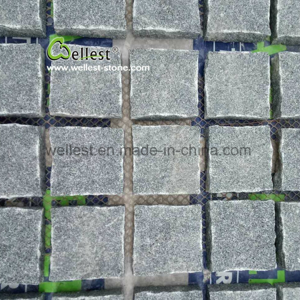 G654 Sesame Black Meshed Granite Paving Stone Cobblestone