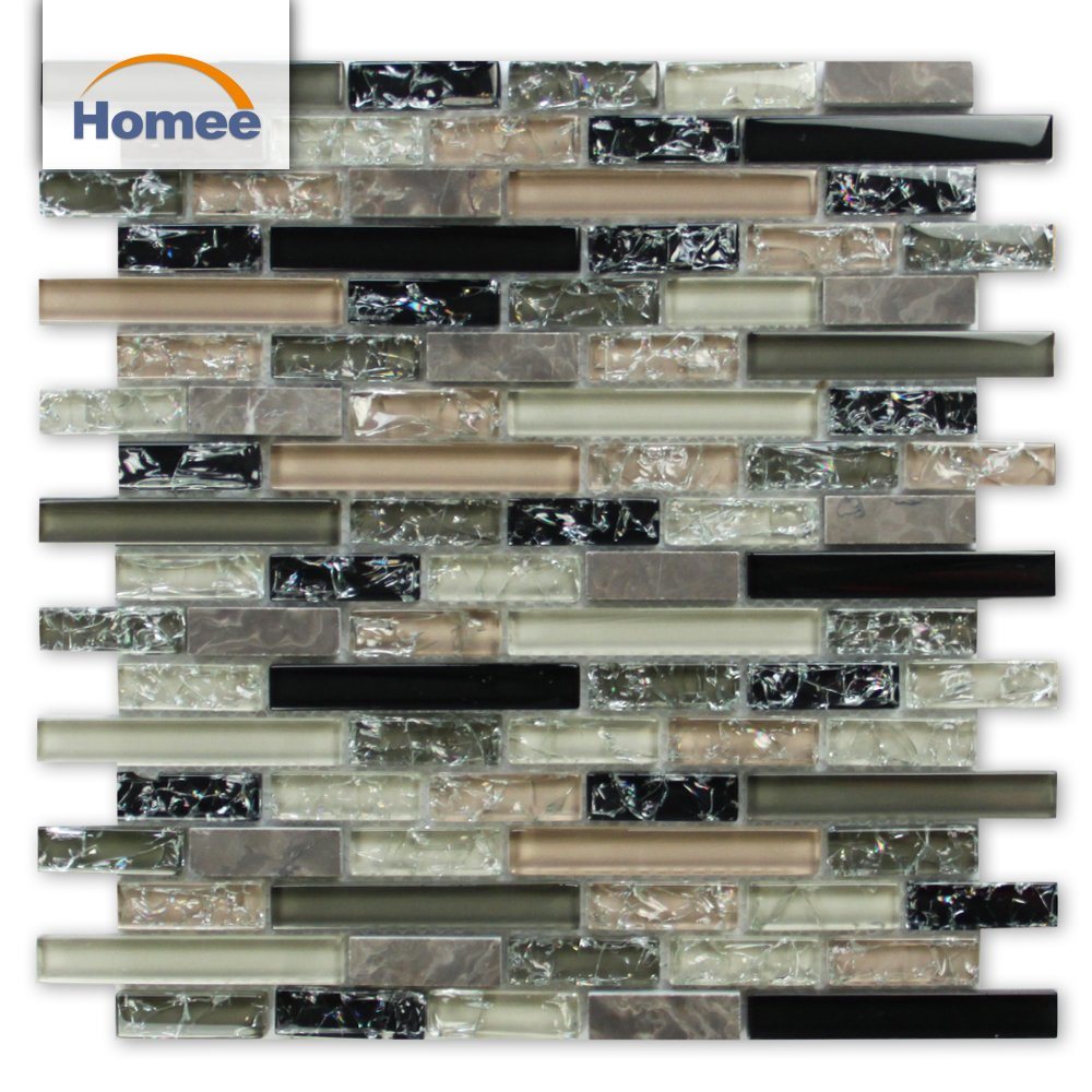 Popular European Style Wholesale Backsplash Glass Stone Mosaic Tile