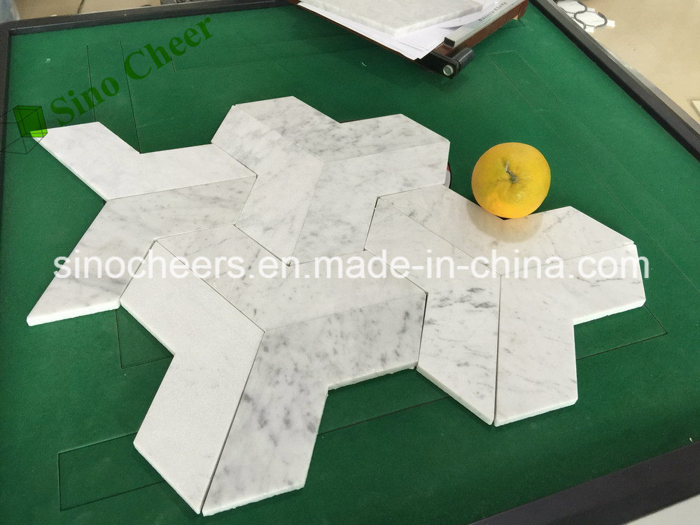 White Marble Mosaic Tiles for Floor Tiles, Lobby Carrara White Marble Mosaic for Wall