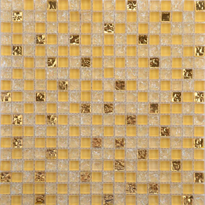 SD003 300X300 Wall Decoration Yellow Color Glass Ice Crack Mosaic