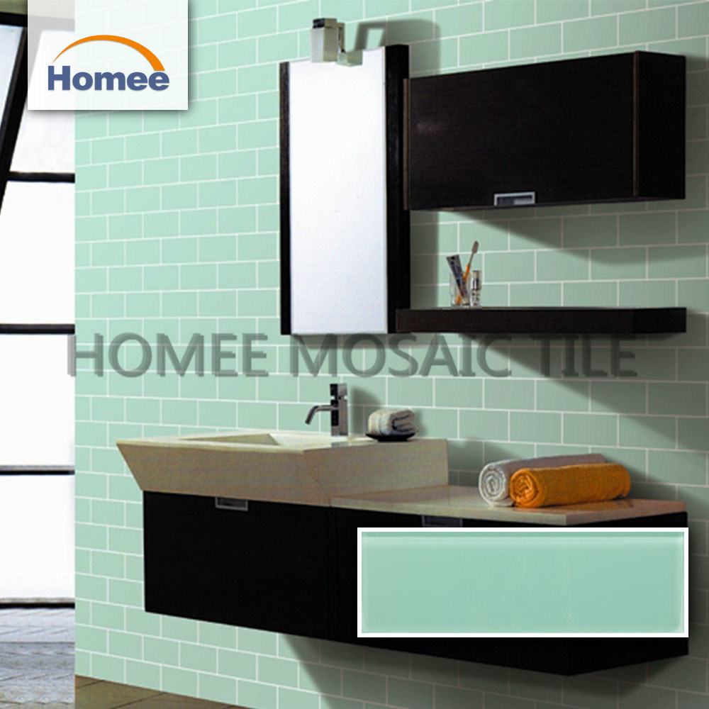 Transparent Mosaic Glass Dark Green Subway Tile