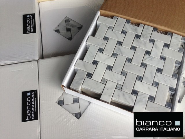 Carrara Bianco Basketweave Marble Mosaic Stone Tile