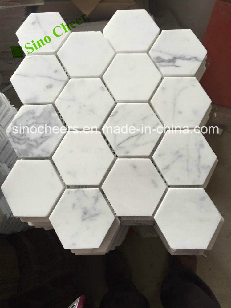 Competitive Prices Bianco Carrara White Marble Mosaic for Bathroom Tile