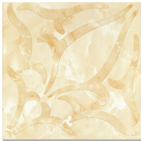 Flower Design Yellow Polished Glazed Floor Tile