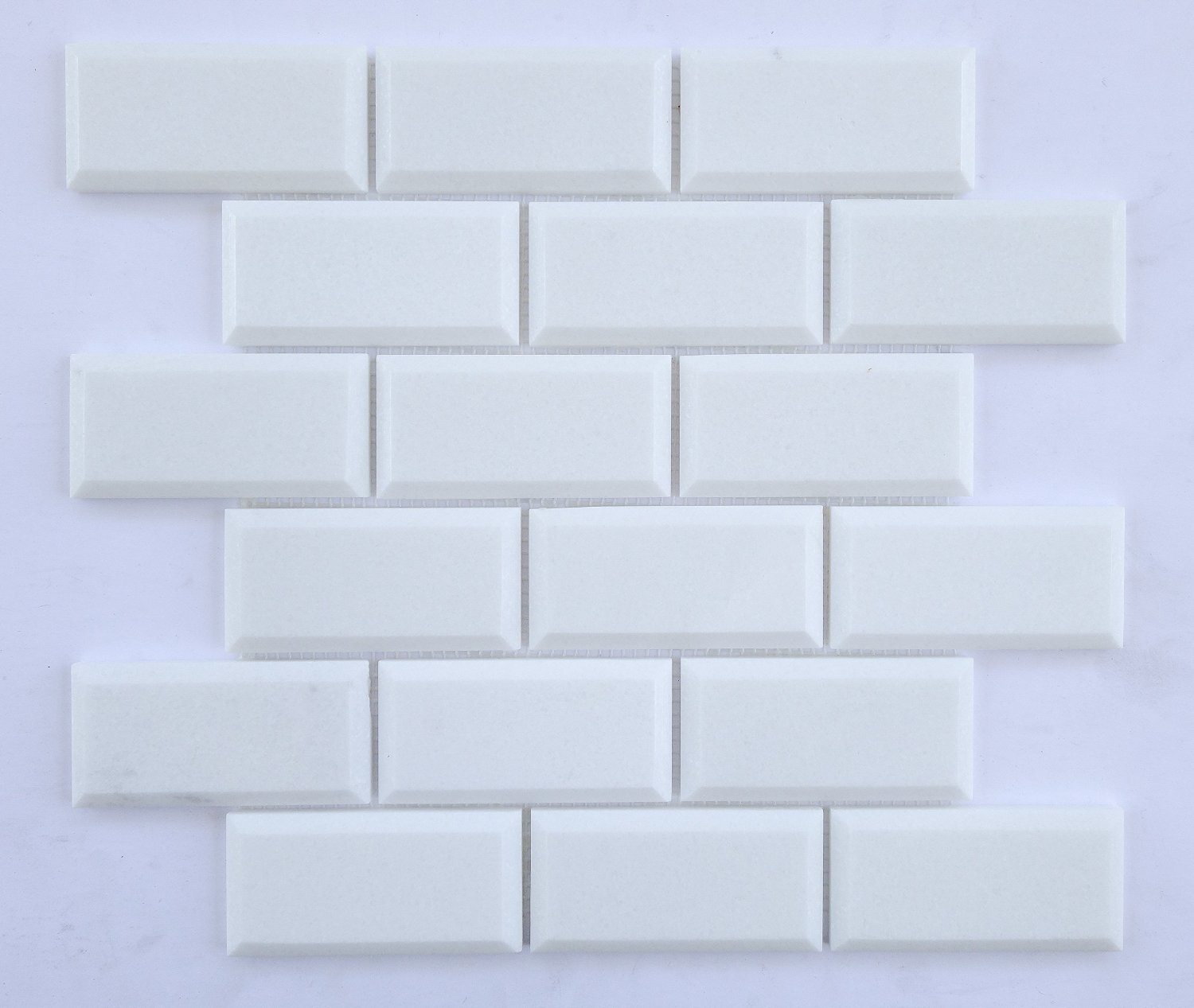 Beveled Subway Marble Kitchen Backsplash Tile