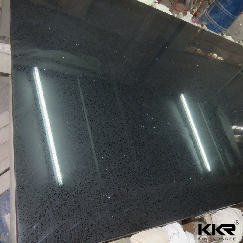 12mm Black Galaxy Quartz Stone Polished Tiles (Q170920)