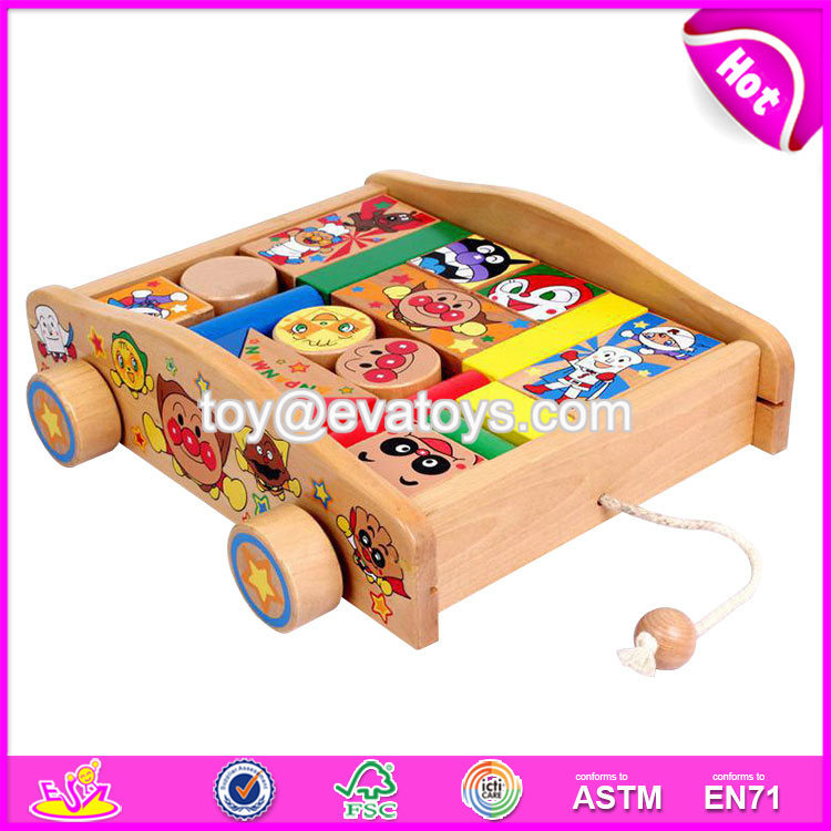 Wholesale Preschool Push Wooden Baby Building Blocks W13c035