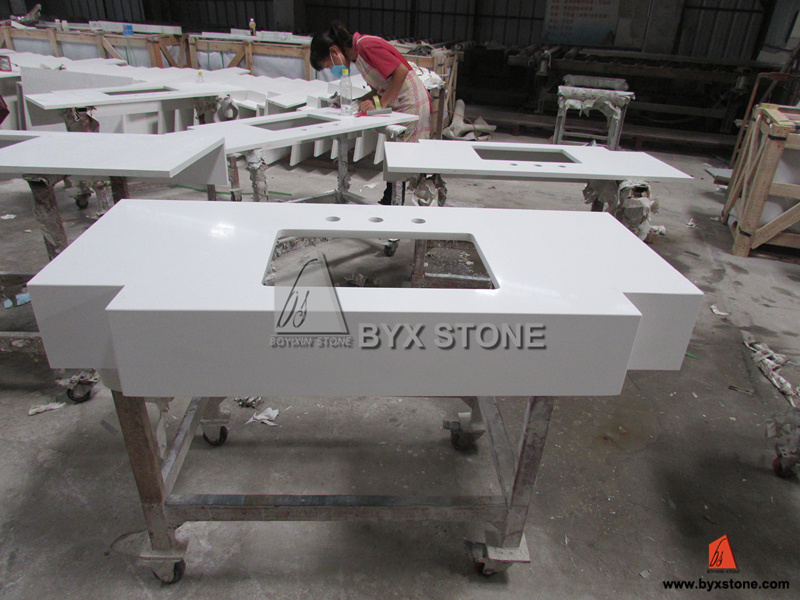 Pure White Artificial Stone Quartz for Kitchen Countertop